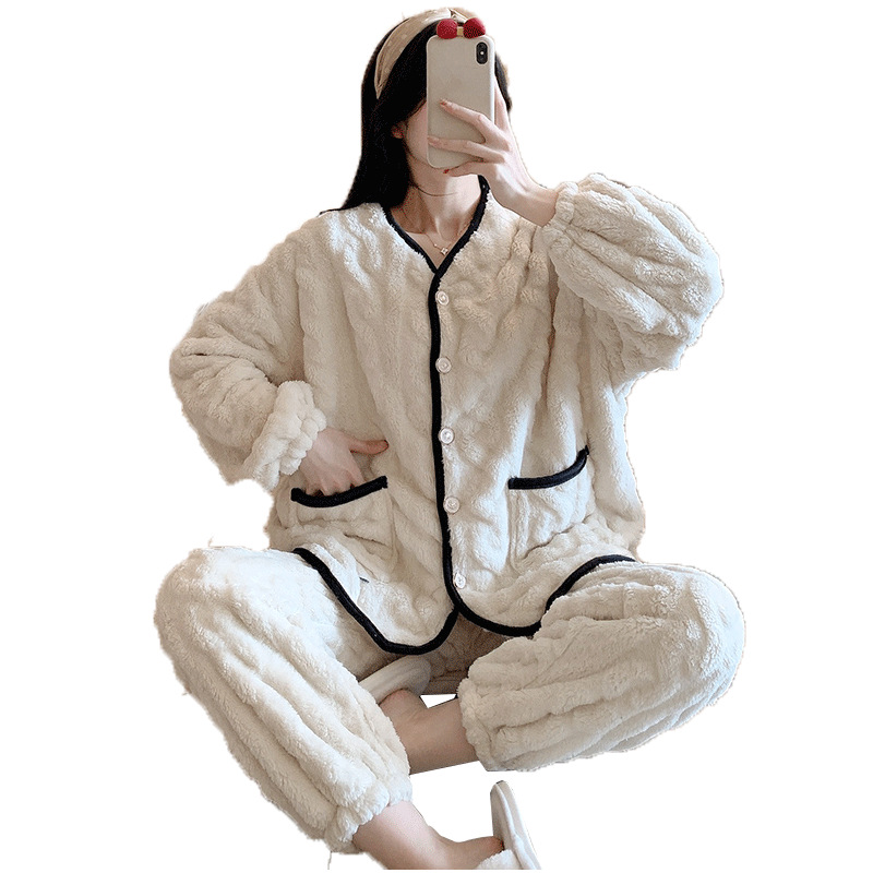 Title 3, Coral Fleece Pajamas Women Thickened Warmth Swe...