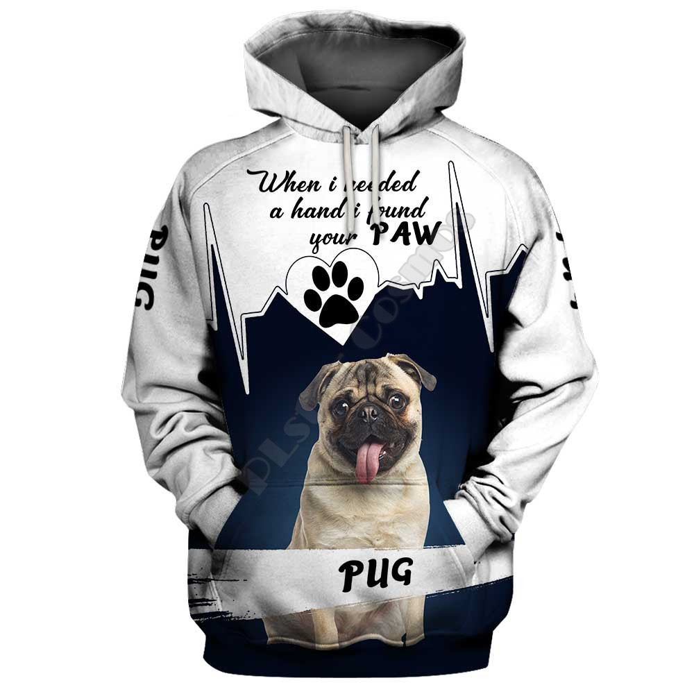 3D Digital Foreign Style Dog Print Crew Neck Casual Sweater