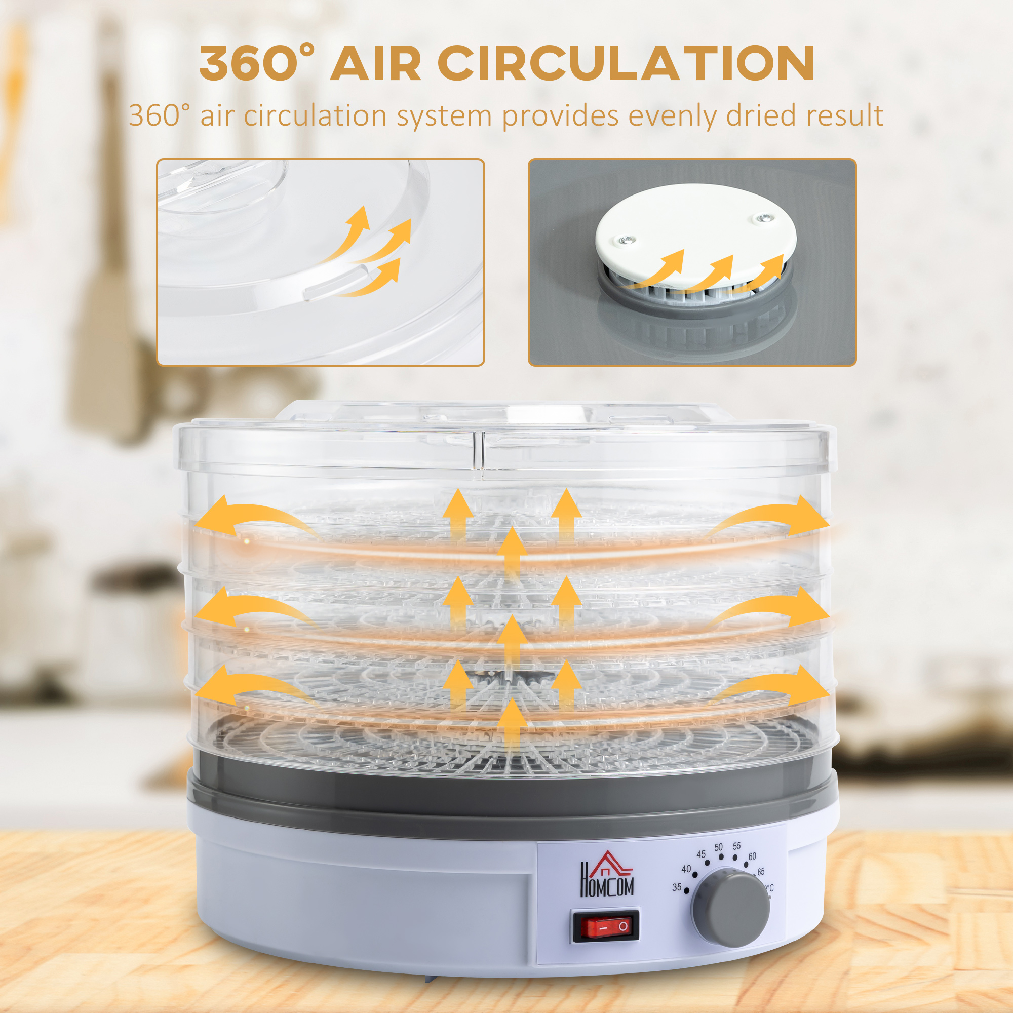 Five Layer Food Dehydrator, 245W Stainless Steel Dryer With Adjustable — image 5
