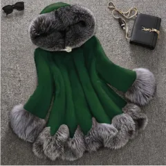 Faux fur mink fur coat - Green - View 1