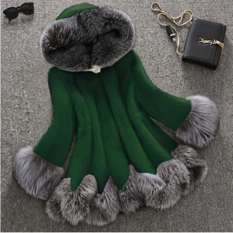 Faux fur mink fur coat - Green