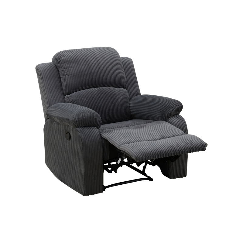 Pickup Only--Dark Grey Corduroy 3-Piece Living Room Recliner Sofa