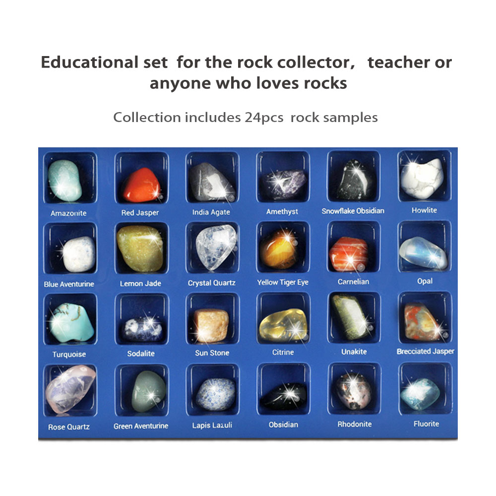 Rock For Kids 36 Pcs Rocks With Learning Guide, Gemstones Crystals Kit Mineral Education Set Geology Science Toys Educational Gifts For Boys Girls Age Above 6 Year Old