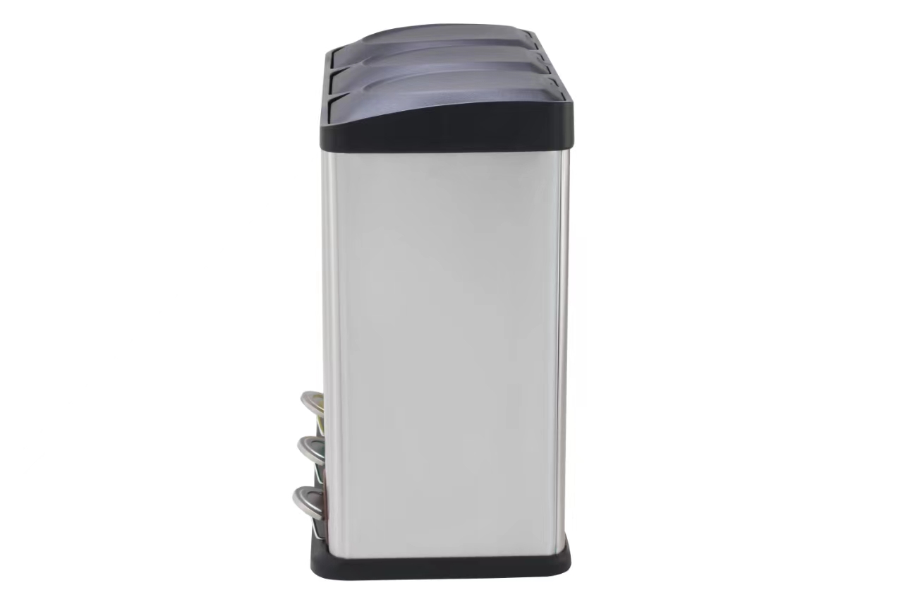 Rubbish Bin, Recycling For Kitchen, Stainless Triple Compartment Food Waste — image 11