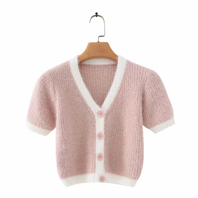 Fashion Cropped Short Single-breasted Sweater Sweater