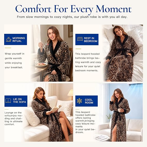 RONGTAI Womens Bathrobe Ladies Fleece Plush Warm Long Robes Nightgown Sleepwear — image 5
