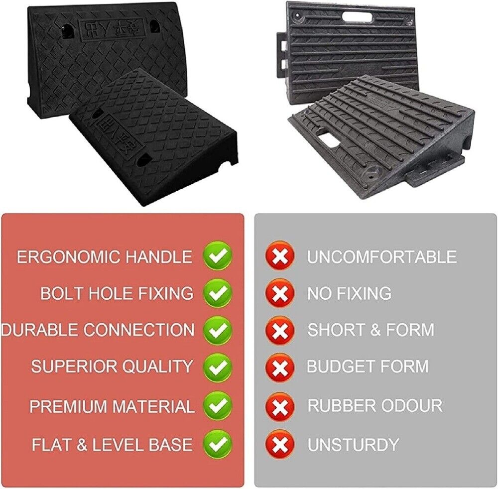 Vehicle Slope Ramp Universal Heavy Duty Rubber Kerb Ramps Car Bikes Threshold - Image 7