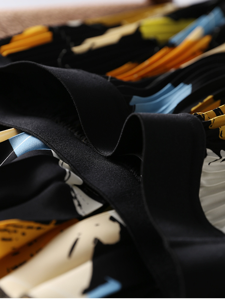 Large Swing Mid-length Landscape Oil Painting Print Pleated Skirt