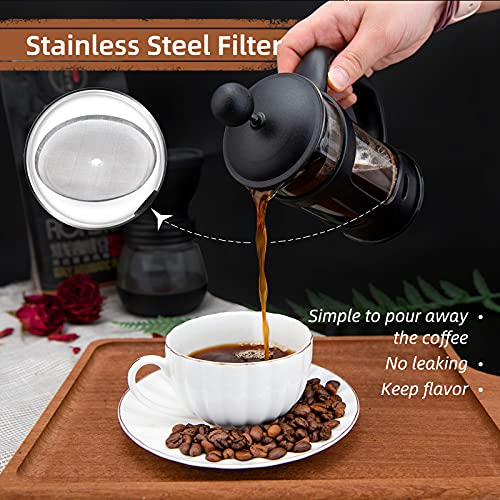 Mini French Press Coffee Maker 1 Cups, 12oz Coffee Press, Perfect For Coffee Lover Gifts Morning Coffee, Maximum Flavor Coffee Brewer With Stainless Steel Filter, 350ml - Small