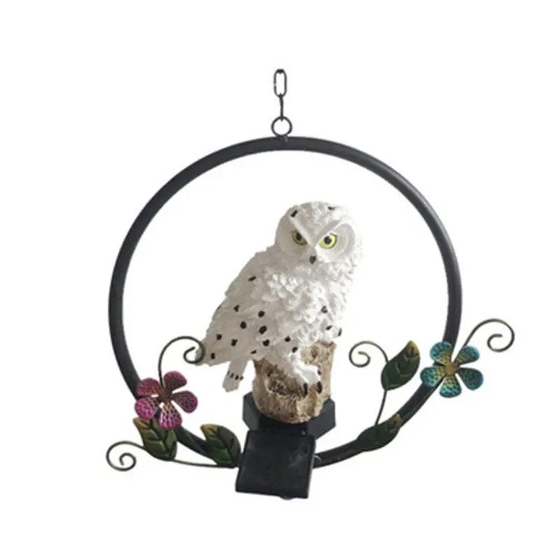 Solar Resin Owl Chandelier Outdoor Garden Iron Decoration LED