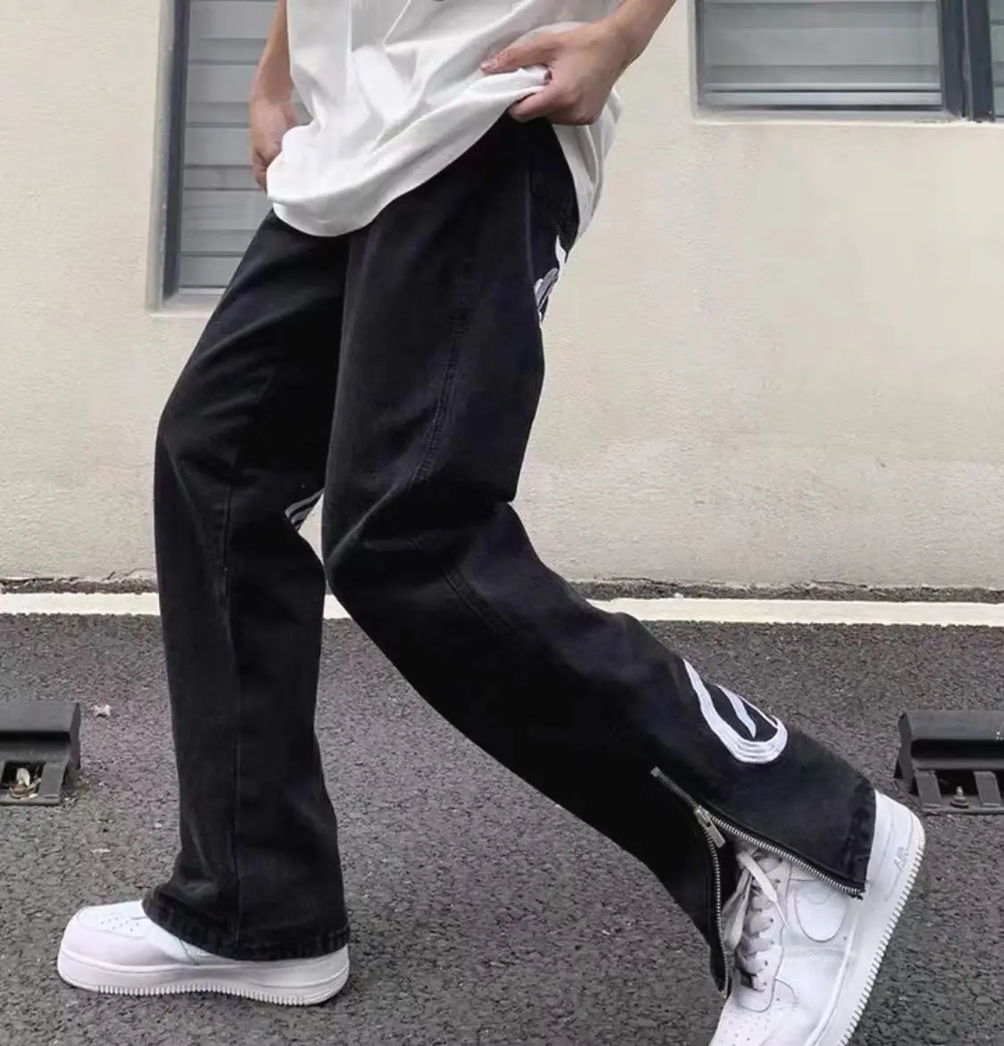 American Zipper Street Hip-hop Velvet Trousers