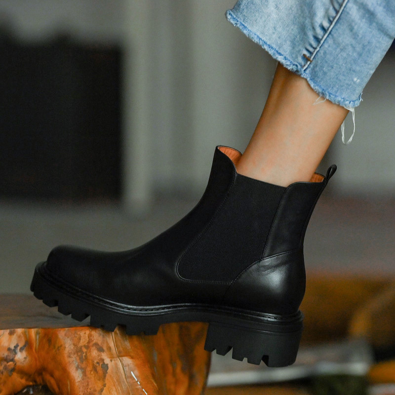 Women's Martin Boots With Square Heel Platform Ankle Boots