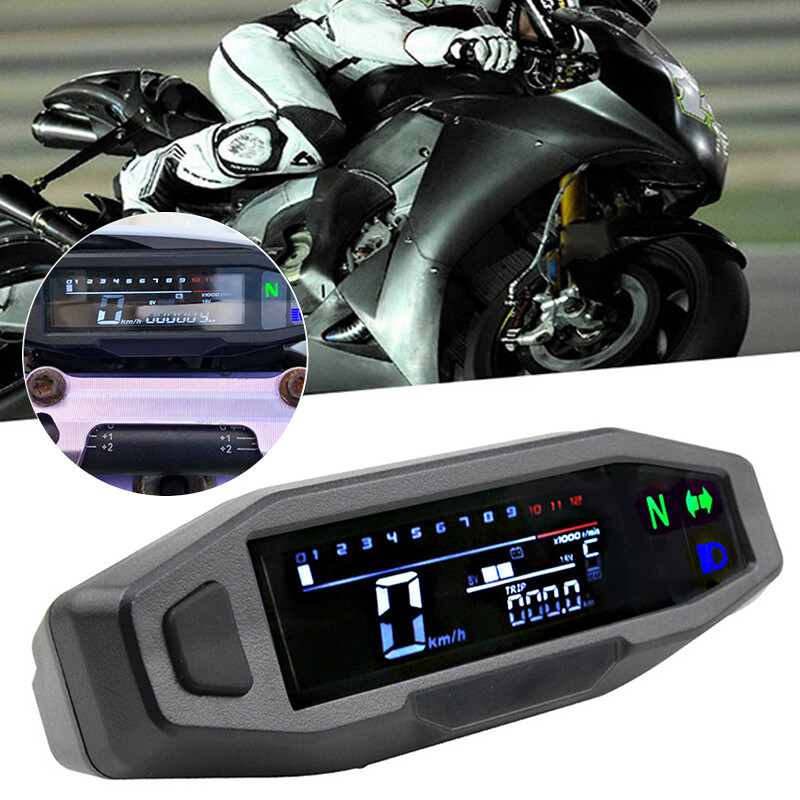 Universal Motorcycle LCD Digital Speedometer Odometer Tachometer Gauge Sensor — image 6