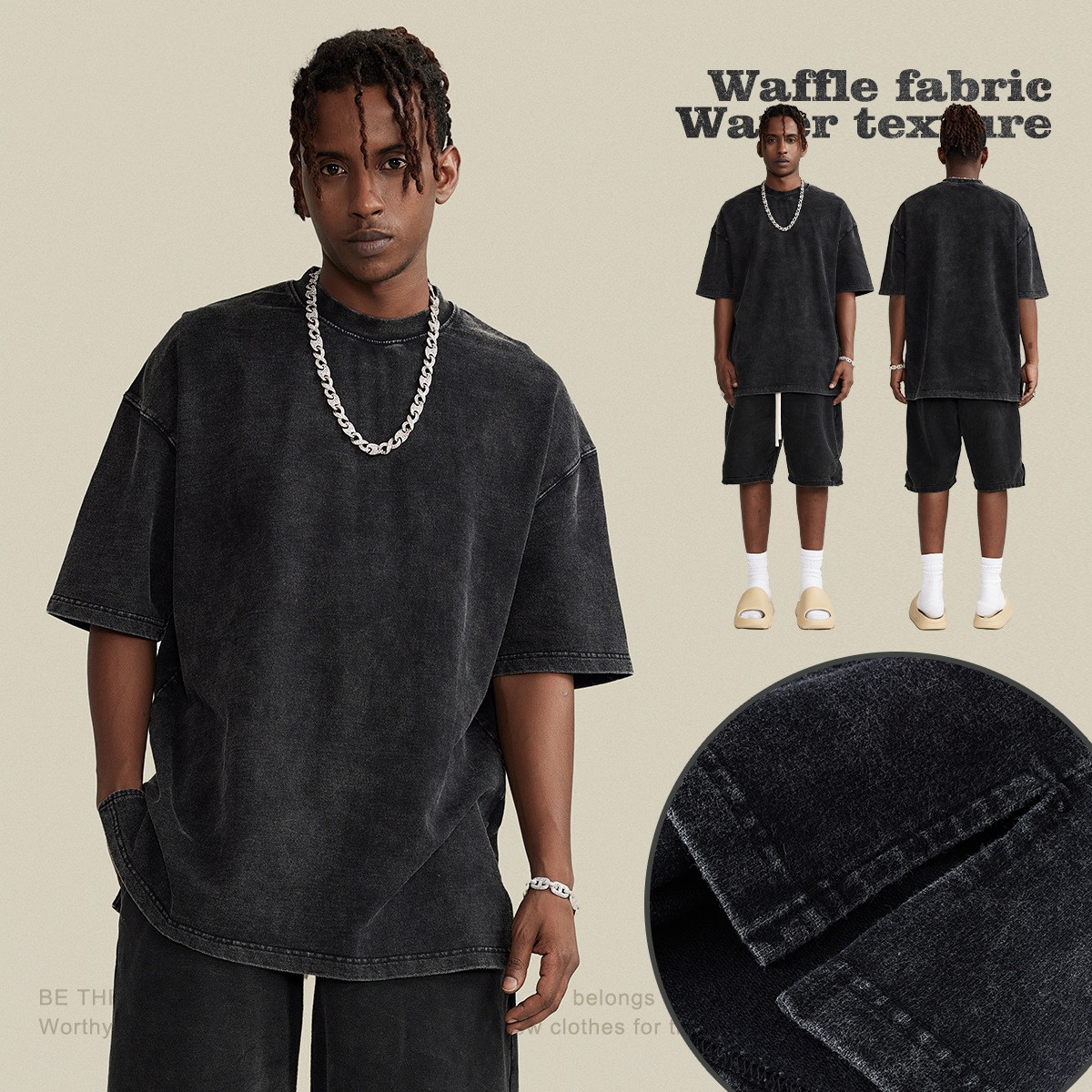 Men's Washable Old Small Split Short Sleeve T-shirt