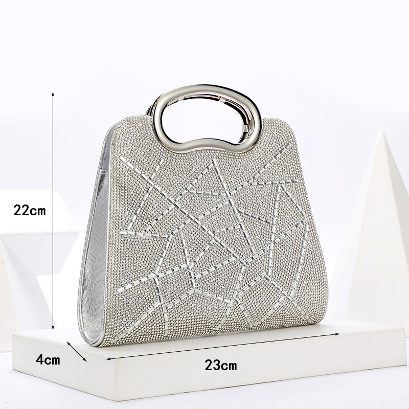 Irregular Stripes Rhinestone Glitter PU Leather Handbag