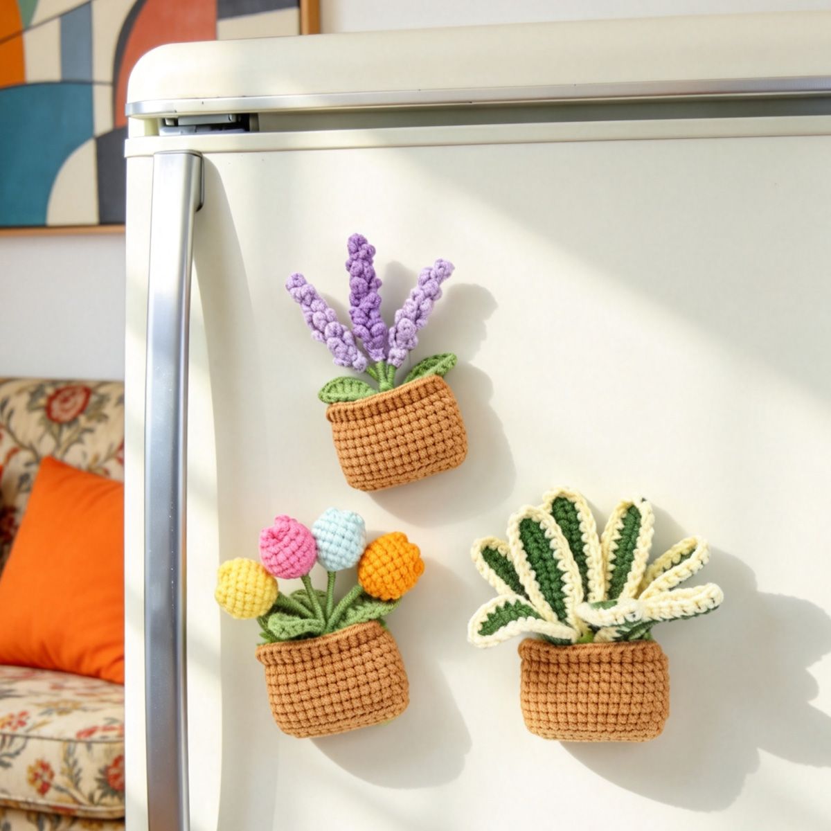 Crochet Potted Plant Ornament Set