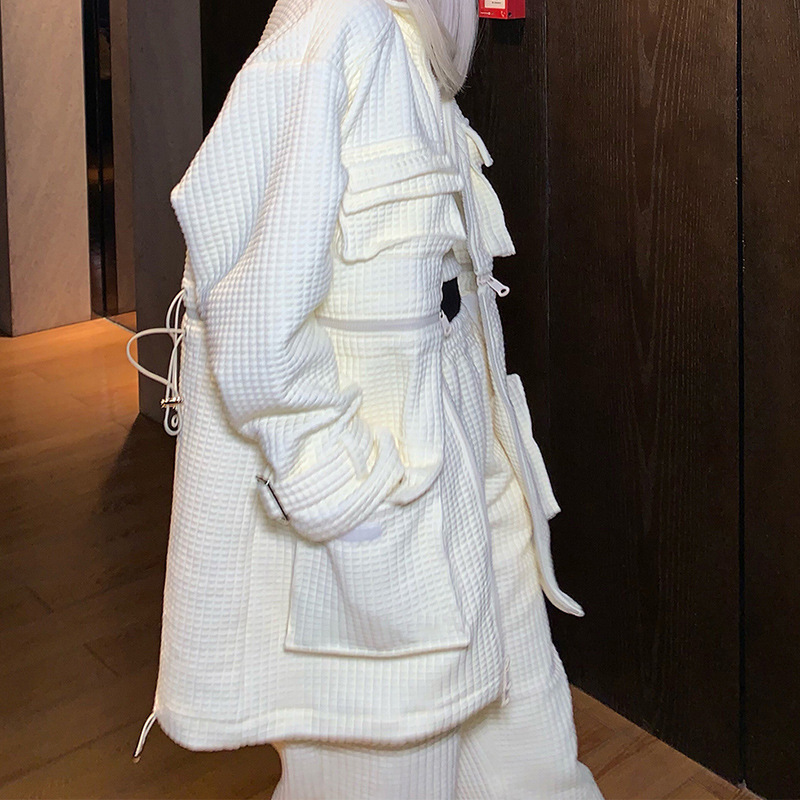 Zipper Drawstring Loose Casual Jacket Women