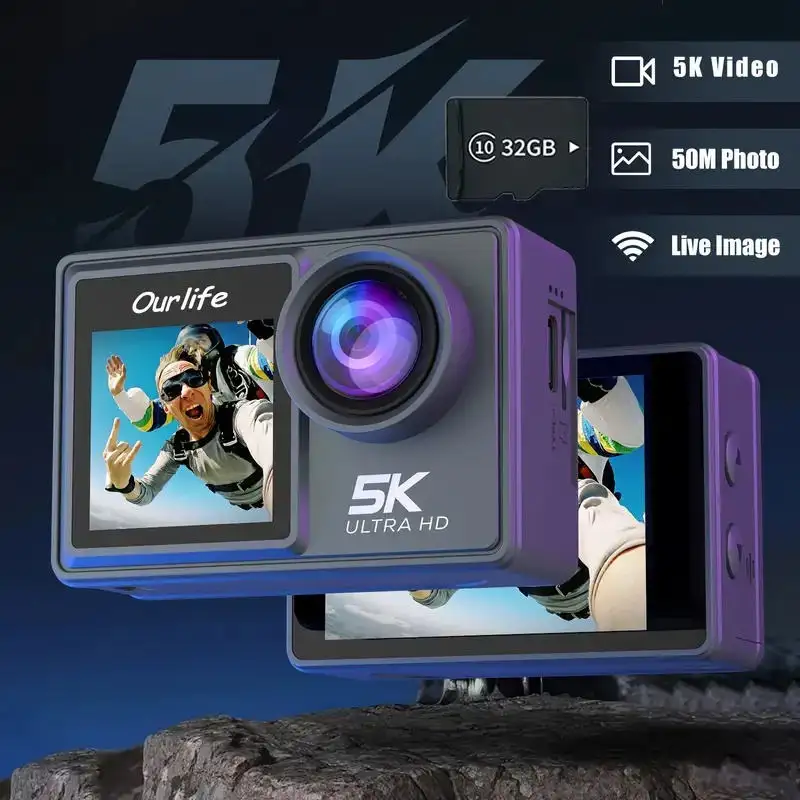Ourlife 5K 30fps Action Cam 50MP EIS
