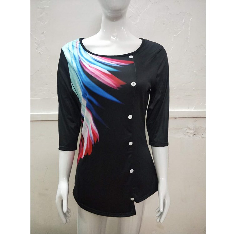 New Fashion Round Neck Loose Print Blouse