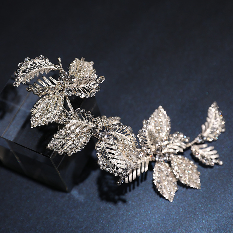 Bridal Headwear Barrette Alloy Diamond Inlaid Leaf