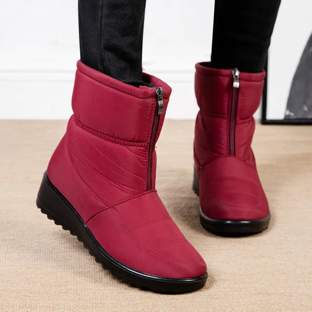 Women's Lazy Slip On Waterproof Warm Snow Boots Red - Shop at LoveMi
