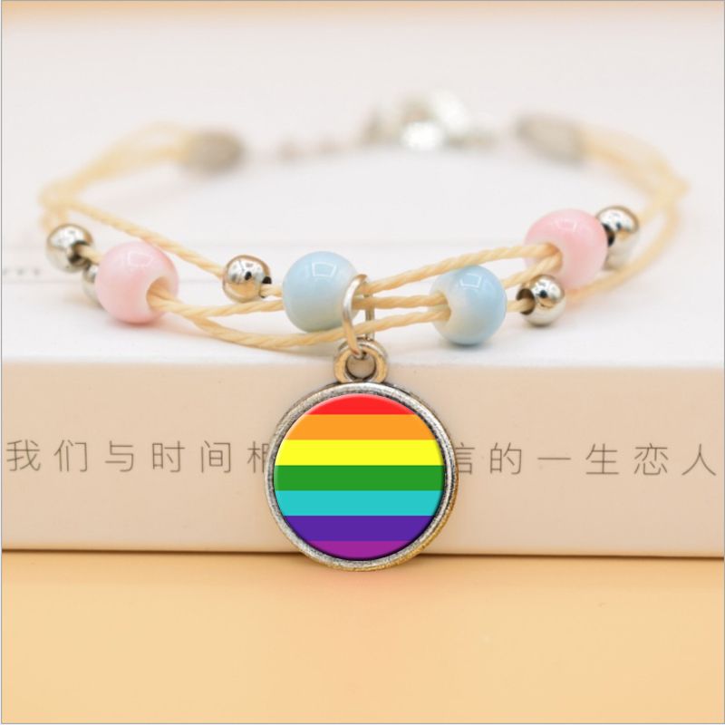 Title 6, Bracelet gay arc-en-ciel, artisanat en céramique