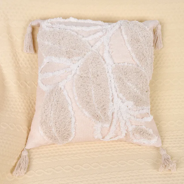 Throw Pillow Leaf Home Living Room Sofa Bed Cushion Tufted Throw Pillowcase Leaf Beige - Shop at LoveMi