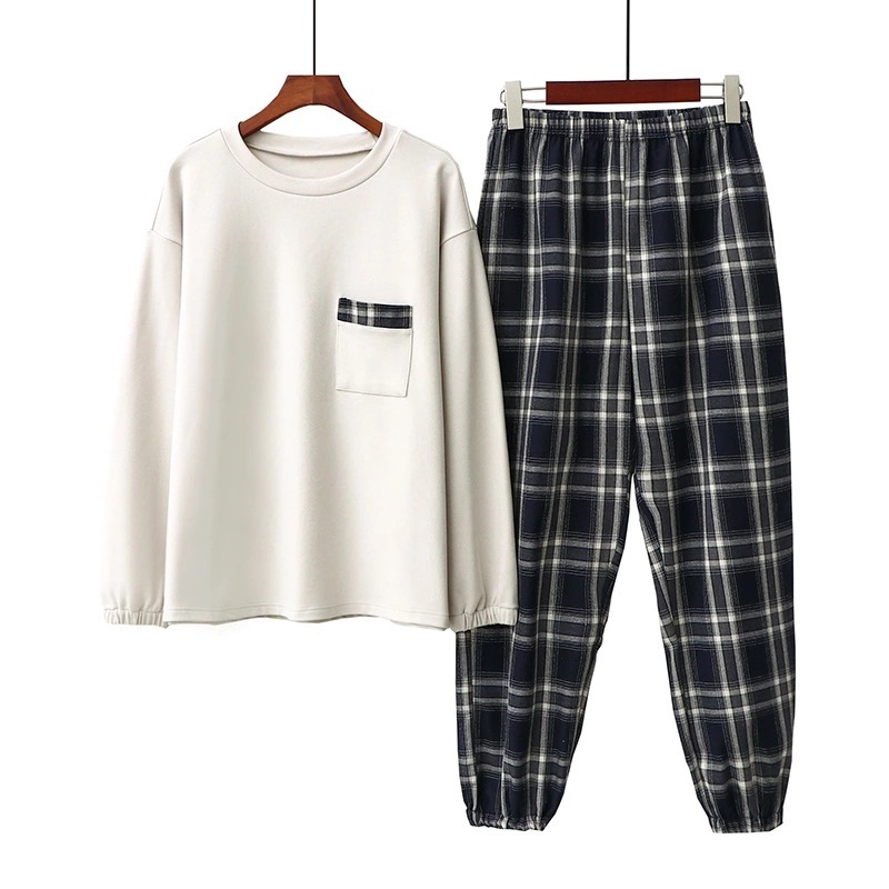 Title 3, Long Sleeve Round Neck Plaid Pants Home Service...