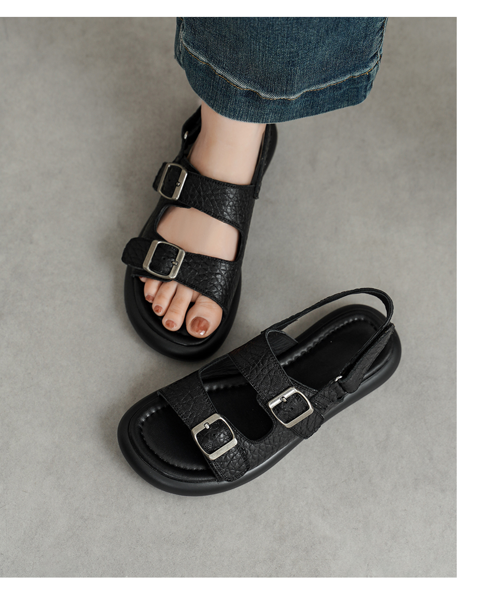 Double Buckle Platform Sandals Side Profile – Sarah Express