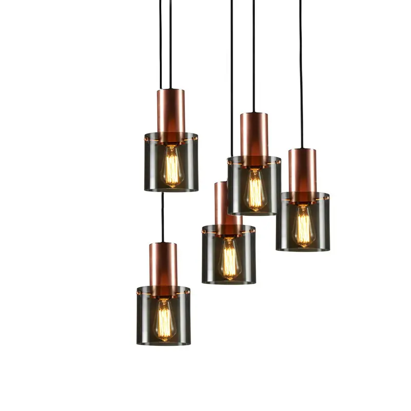Electroplating Smoky Glass Bar Small Chandelier Bedside