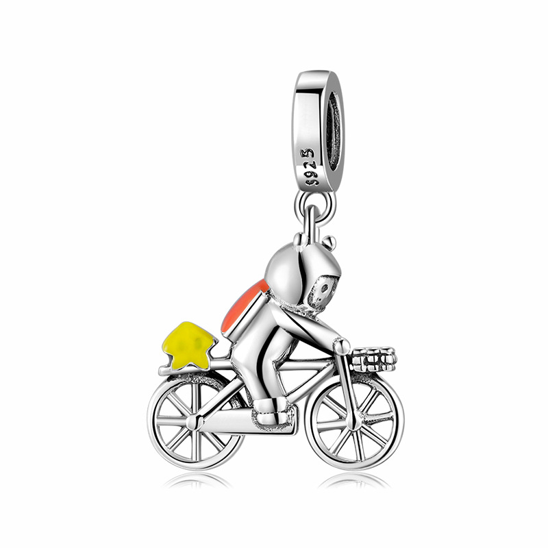 Original Space Dream Astronaut Kids Series Beaded Pendant S925 Sterling Silver Diy Accessories