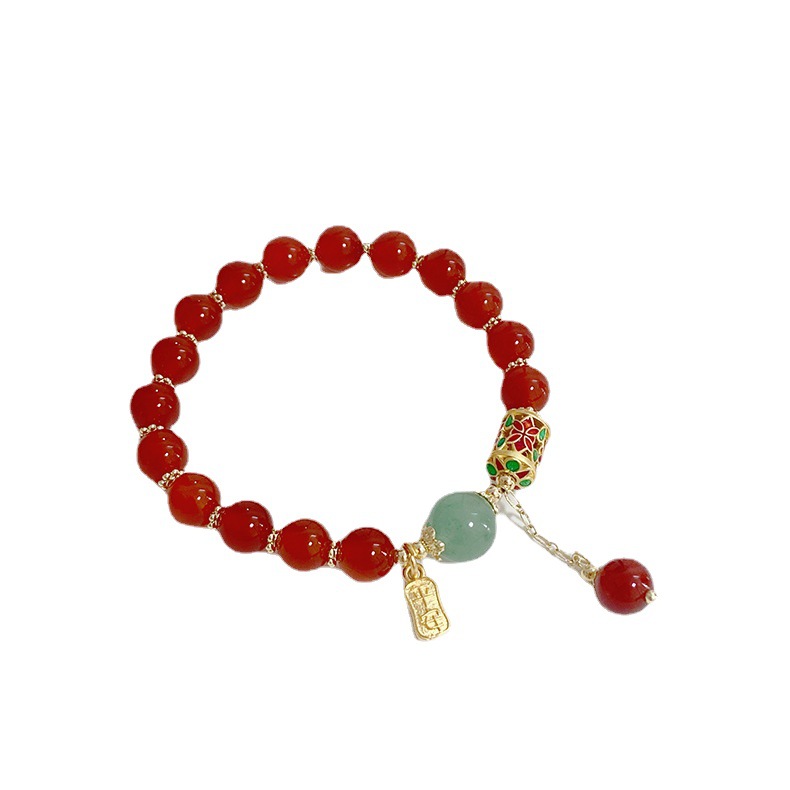 Literature And Art Retro Chinese Red Agate Bracelet