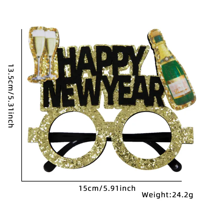New Year Party Funny Holiday Decorative Glasses Photo Props Glasses Frame Beer Goblet Letter - Shop at LoveMi