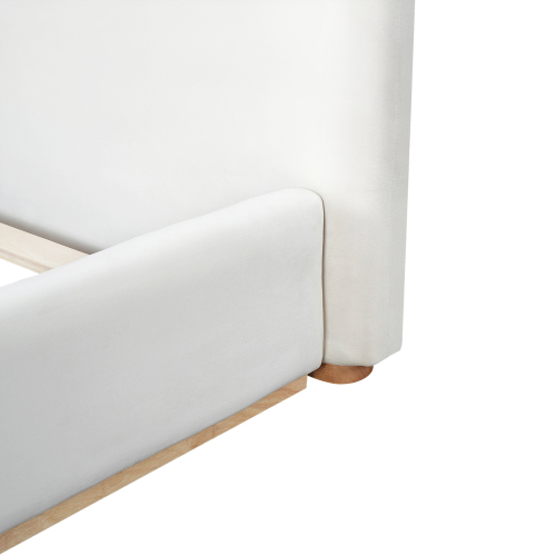 Elegant Upholstered Bed With Solid Wood Frame, Unlocking A New Experience Of Comfortable Sleeping, Queen, White