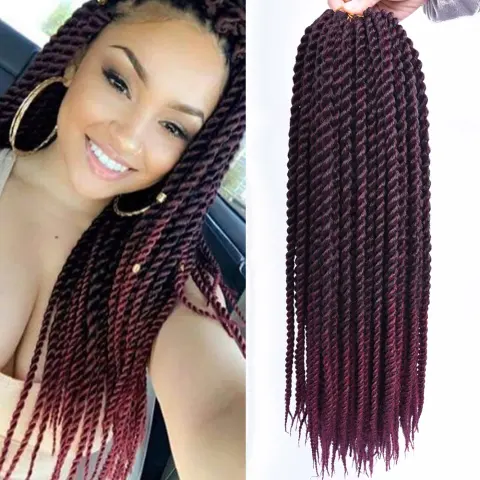 Crochet Braid Hair Synthetic Black Brown Senegalese Twist Braids