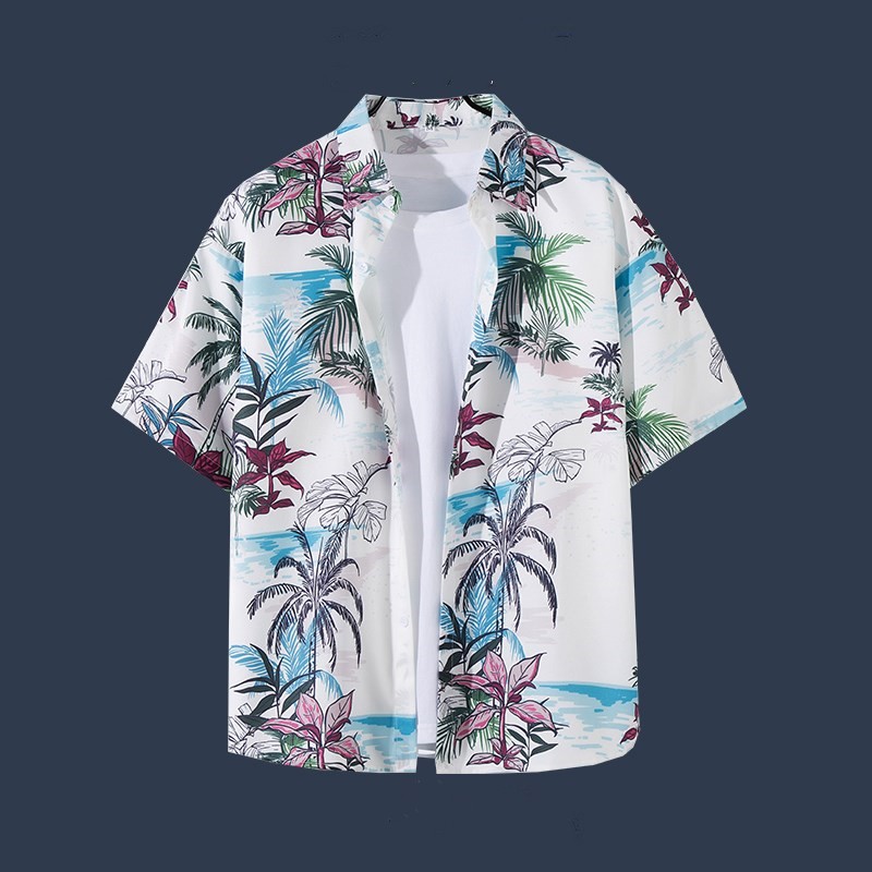 Title 10, Hawaiian Beach Flower Shirt Short Sleeve Mens ...