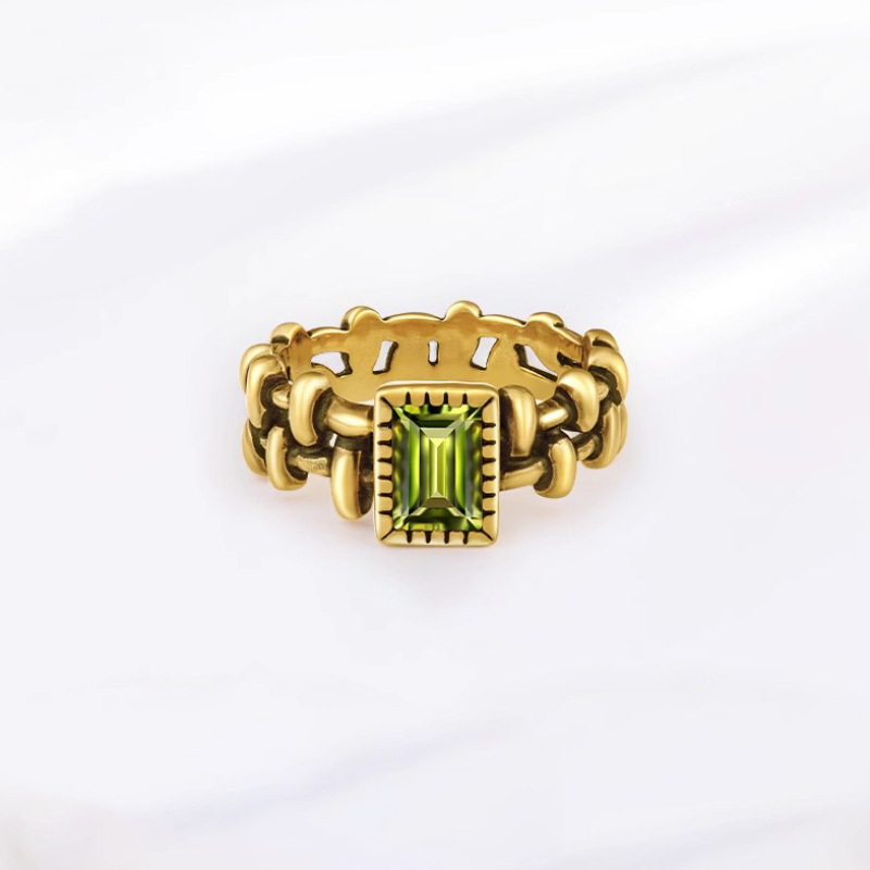 Minimalist Luxury Women Ring Retro Brushed Zircon Non-Fading Finger Ring