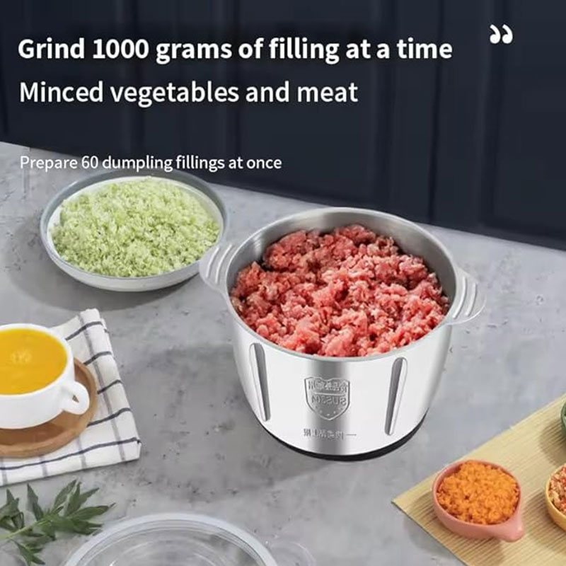 Hachoir à viande électrique avec récipients en verre et en acier inoxydable – Image 8