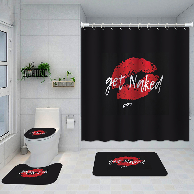 Shower Curtain 4-piece Set, Shower Curtain, Mat 3-piece Set 2