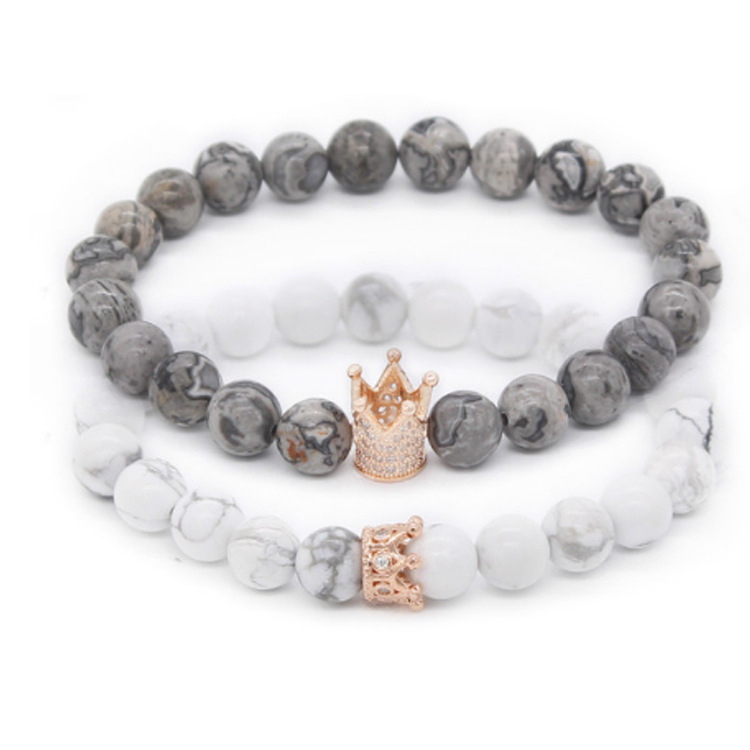 Micro Inlaid Zircon Crown Couple Bracelet