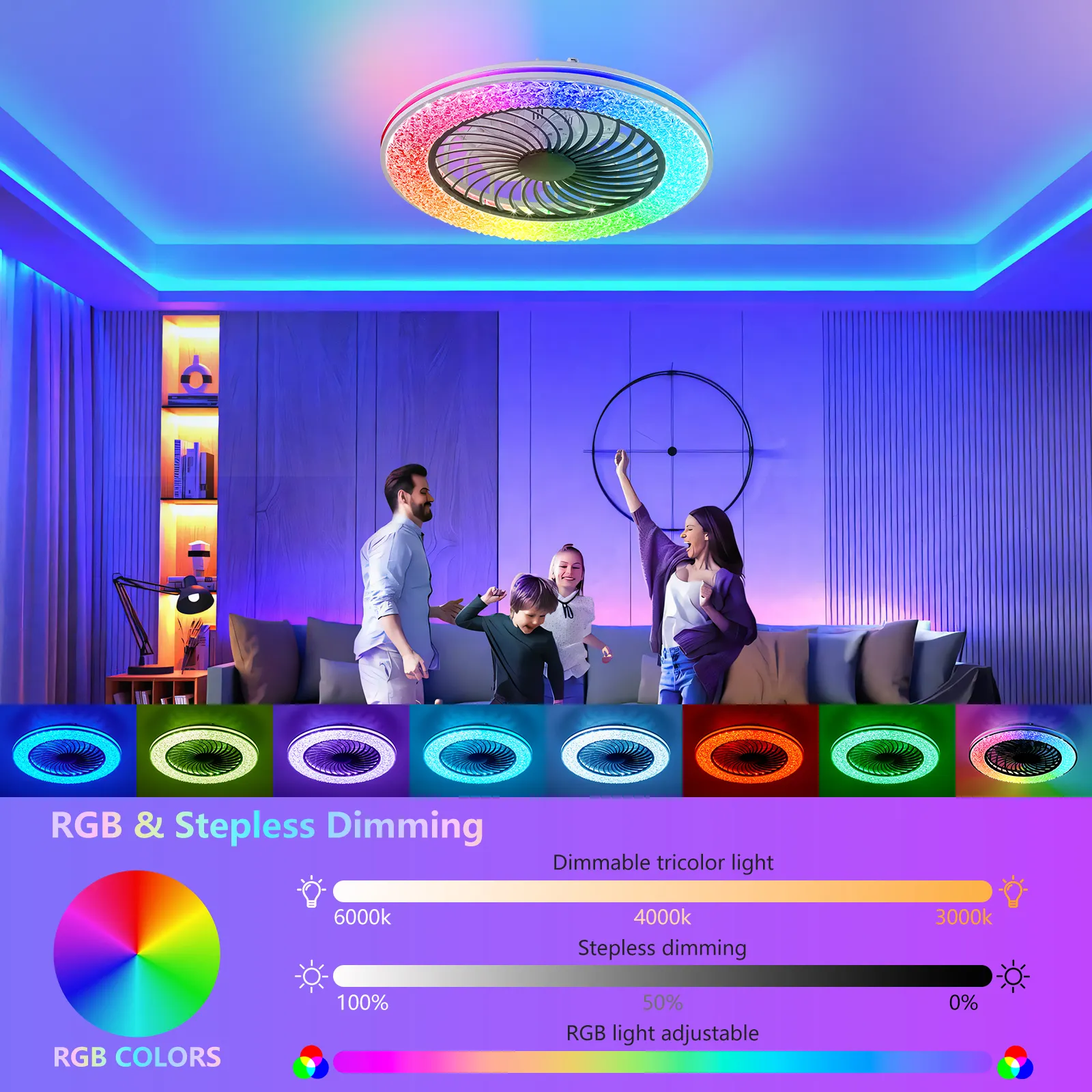 23 Inch Led Enclosed Ceiling Fans