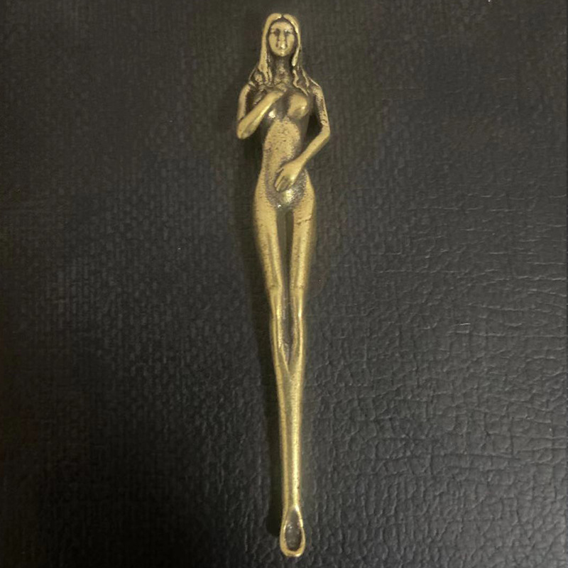 Brass Beauty Ear Spoon Keychain Creative Pendant