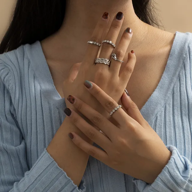 Retro Full Diamond All match Suit Ring Simple Silver - Shop at LoveMi