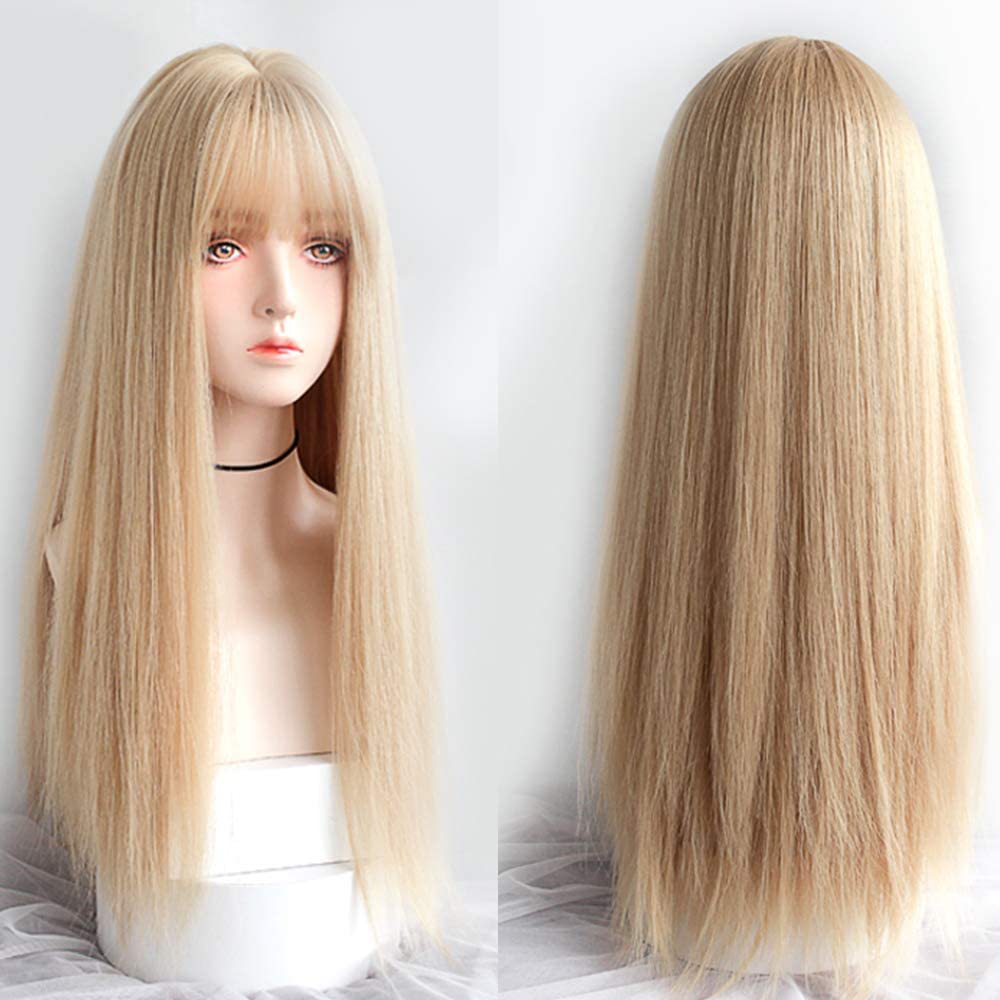 Title 2, Qi Bangs Yellow Gradient Long Straight Hair