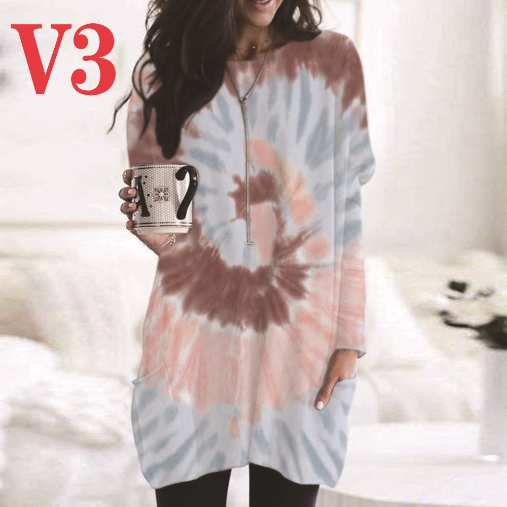 Printed Long Sleeve Casual Pocket T-Shirt Top