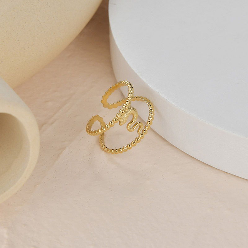 French Niche Design Double Line Pattern Opening Ring