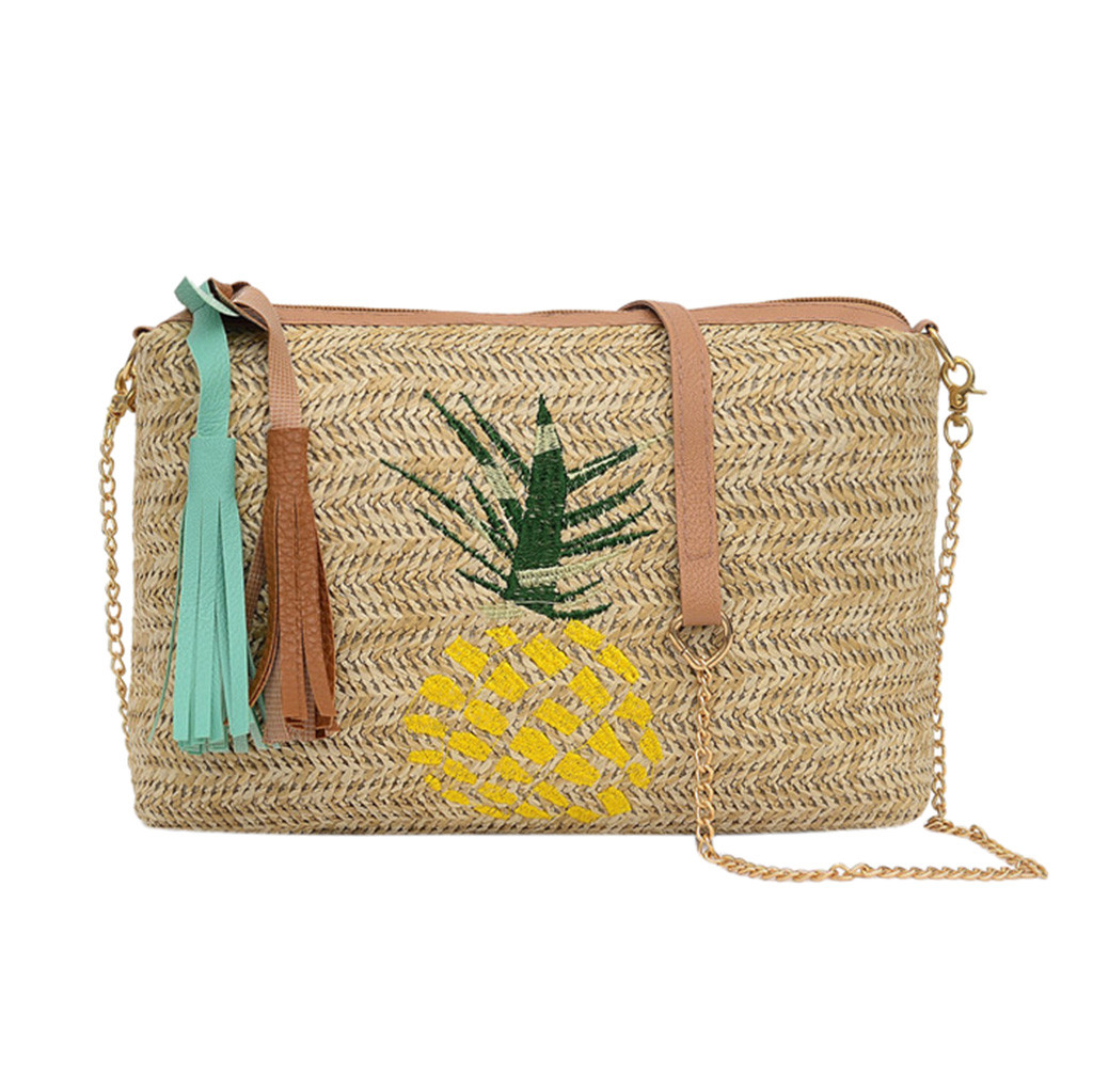 Title 2, Bolso de paja con borlas de playa para mujer