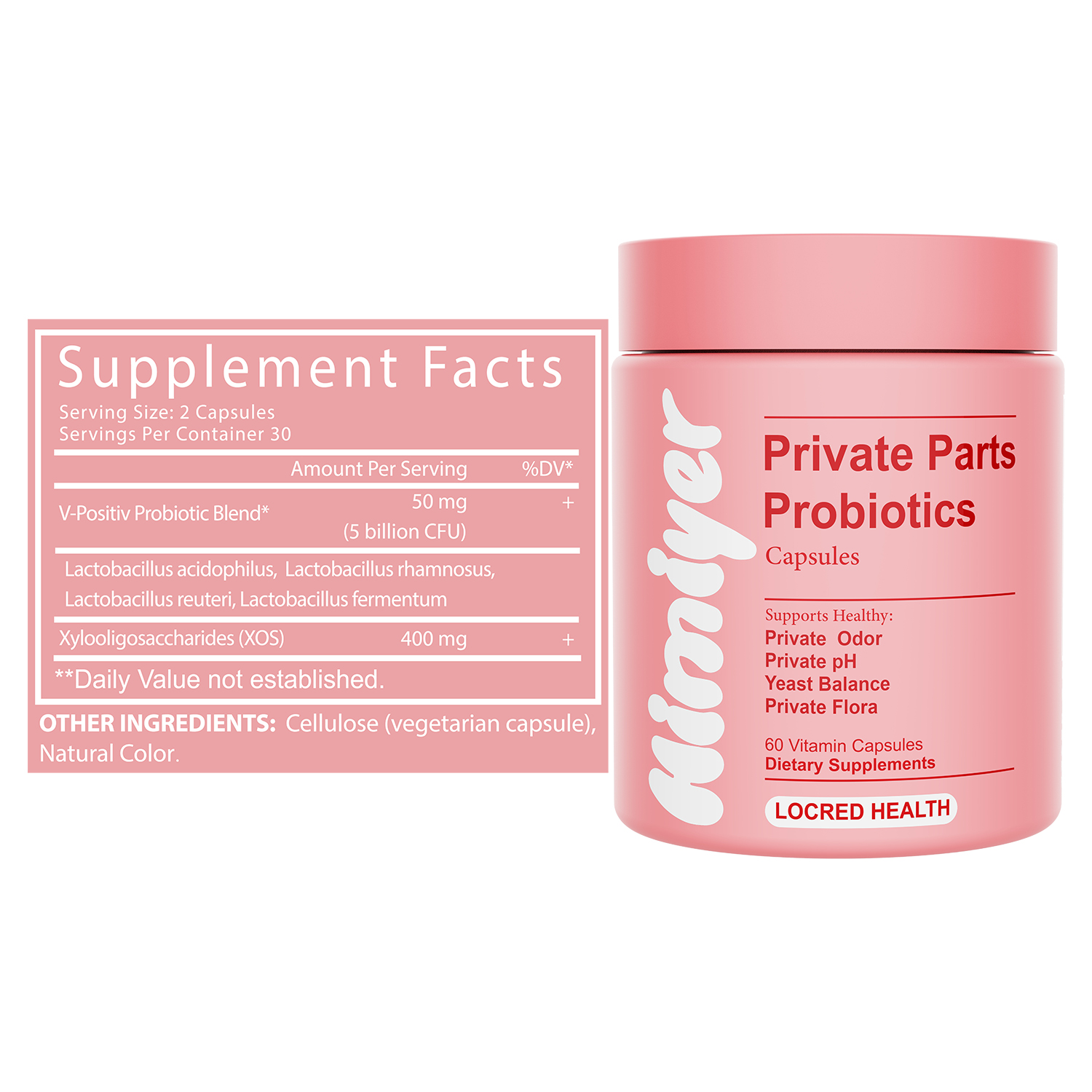 a product image showing a pack of Women's Vaginal Probiotics - PH Balance, 60 count and description of the product benefits and key features.