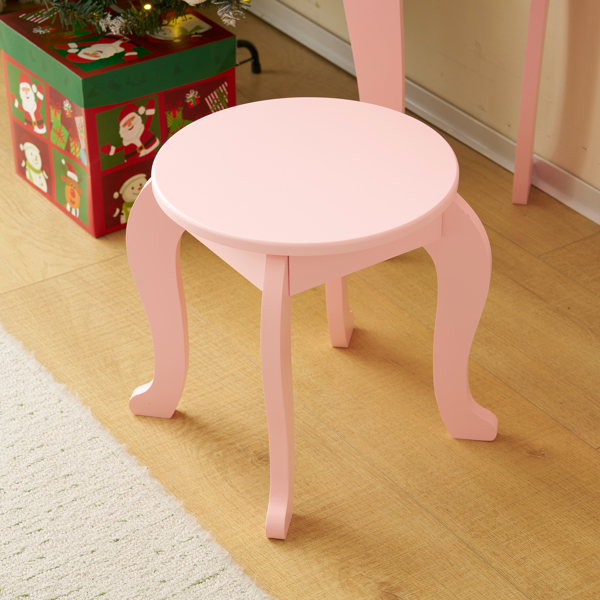 Kids Vanity Table And Chair Set, 2-in-1 Girls Vanity With Tri-Folding Mirror &... 15