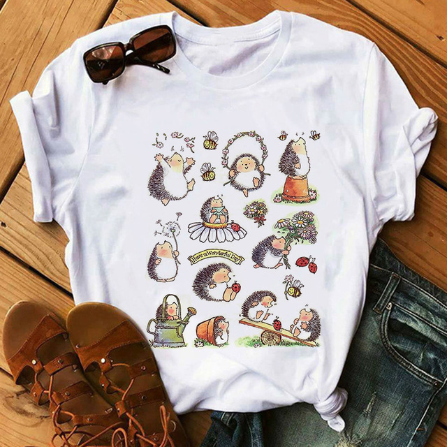 Title 8, Short-sleeved T-shirt Cartoon Cute Little Hedge...